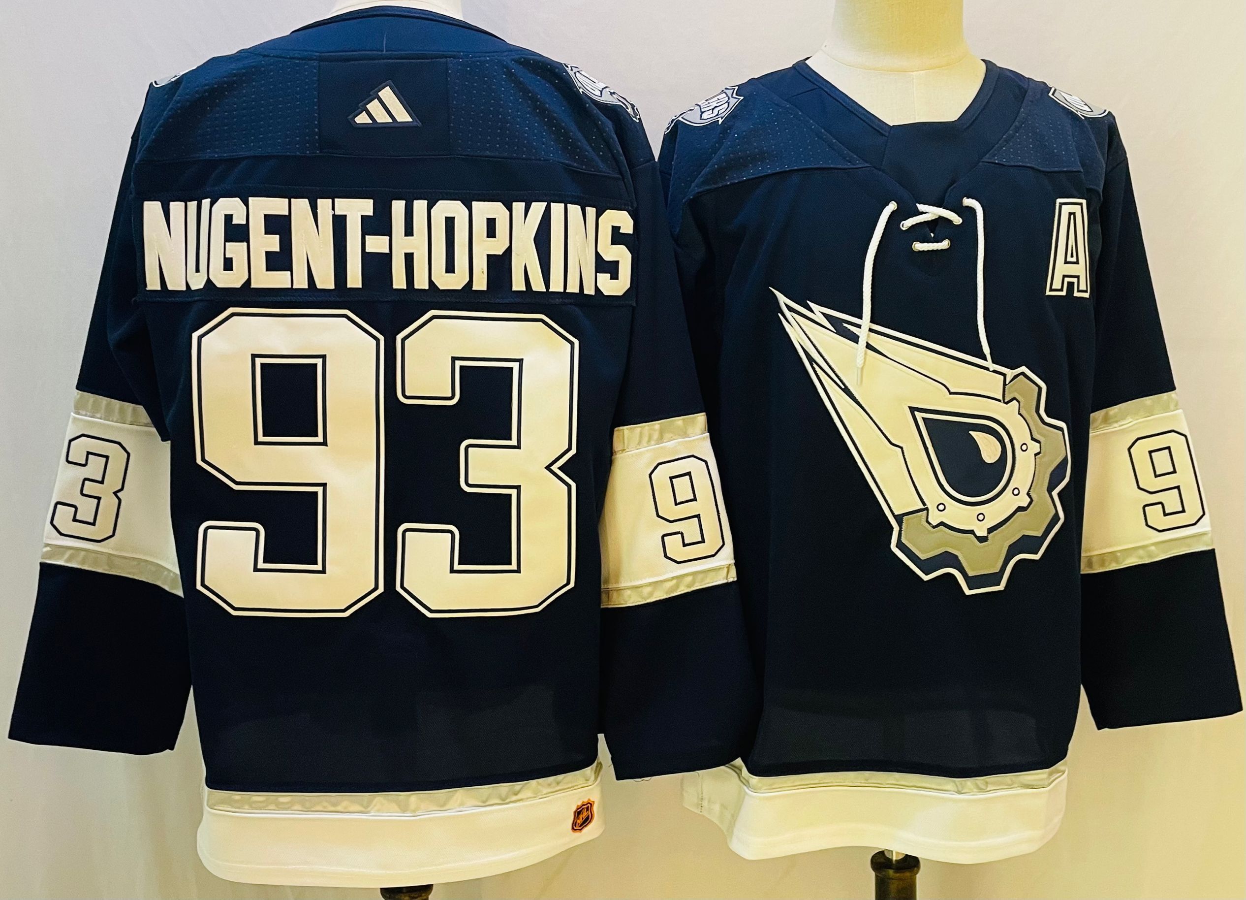 Men Edmonton Oilers #93 Nugent-Hopkins Blue Throwback 2022 Adidas NHL Jersey->edmonton oilers->NHL Jersey